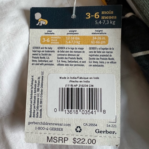 NWT Gerber Baby onesie set - two onesies, one pair of pants size: 3-6 mo - Picture 4 of 4